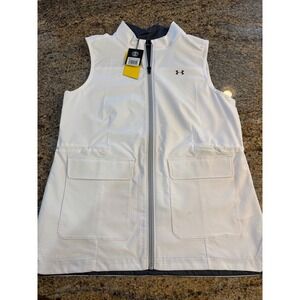 Under Armour Storm2 Golf Vest Womens Medium White Full Zip Water Resistant Logo